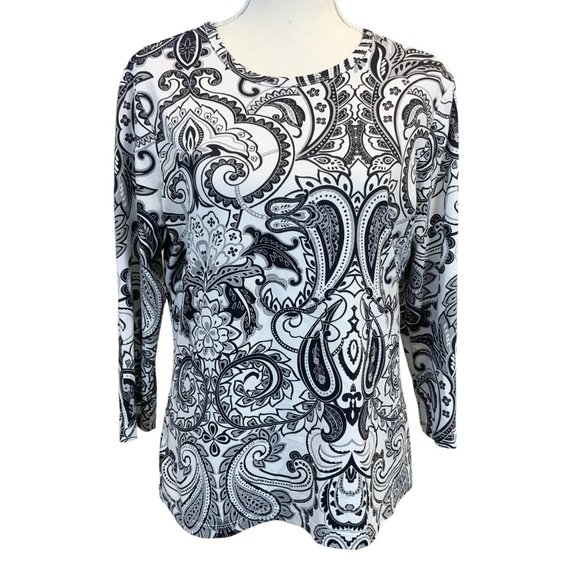 J. McLaughlin Tops J Mclaughlin Paisley 34 Sleeve Stretch Blouse In